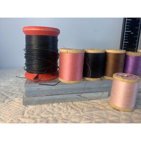 Vintage Sewing Thread wood spool Set of 8 #13 - Picture 5 of 7